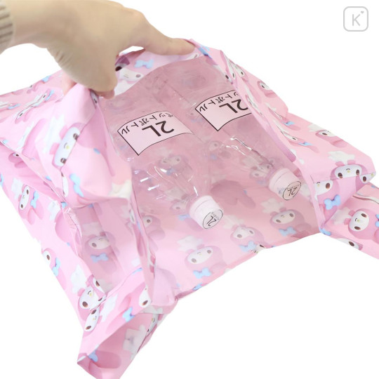 Japan Sanrio Eco Shopping Bag With Pocket - My Melody : 3D Pink All Over Pattern - 3