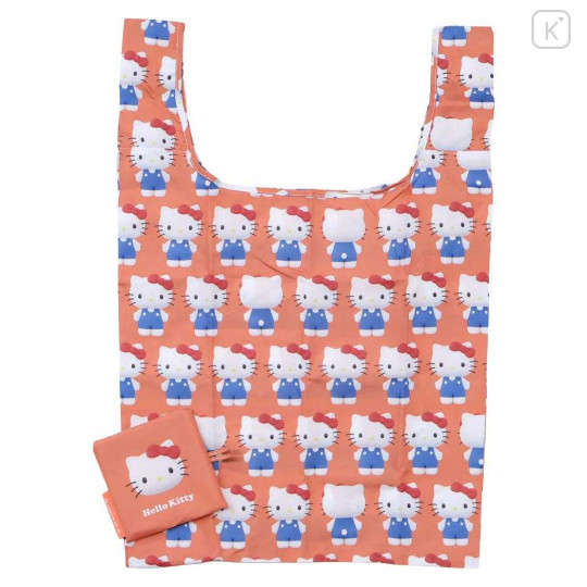 Japan Sanrio Eco Shopping Bag With Pocket - Hello Kitty : 3D All Over Pattern - 1