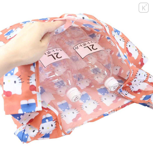 Japan Sanrio Eco Shopping Bag With Pocket - Hello Kitty : 3D All Over Pattern - 3