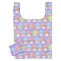 Japan Sanrio Eco Shopping Bag With Pocket - Little Twin Stars : 3D All Over Pattern - 1