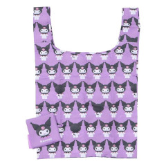Japan Sanrio Eco Shopping Bag With Pocket - Kuromi : 3D All Over Pattern