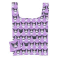Japan Sanrio Eco Shopping Bag With Pocket - Kuromi : 3D All Over Pattern - 1