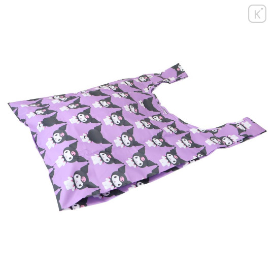 Japan Sanrio Eco Shopping Bag With Pocket - Kuromi : 3D All Over Pattern - 2