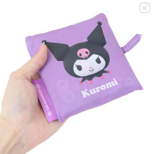 Japan Sanrio Eco Shopping Bag With Pocket - Kuromi : 3D All Over Pattern - 4