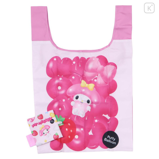 Japan Sanrio Eco Shopping Bag With Pocket - My Melody : 3D Strawberry Candy Pink - 1