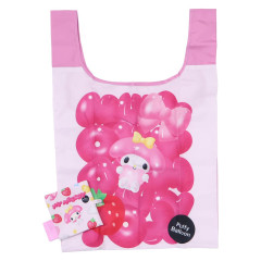 Japan Sanrio Eco Shopping Bag With Pocket - My Melody : 3D Strawberry Candy Pink