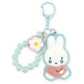 Japan Miffy Embroidered Patch Mascot Bag Charm Keychain - Crying Flower Bead Bijou - 1