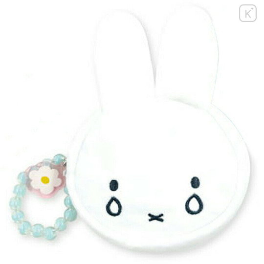 Japan Miffy Face-shaped Pouch with Carabiner - Crying Flower Bead Bijou - 1