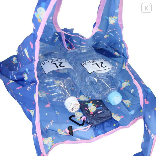 Japan Sanrio Eco Shopping Bag With Pouch - Usahana : Navy All Over Pattern - 3