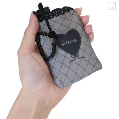 Japan Sanrio Eco Shopping Bag With Pouch - Kuromi : Grey All Over Pattern - 5