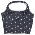 Japan Sanrio Eco Shopping Bag With Pouch - Kuromi : Black All Over Pattern - 1