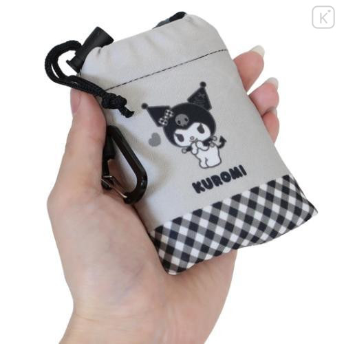 Japan Sanrio Eco Shopping Bag With Pouch - Kuromi : Black All Over Pattern - 5