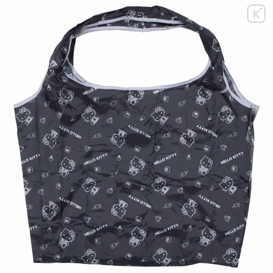 Japan Sanrio Eco Shopping Bag With Pouch - Hello Kitty : Monochrome All Over Pattern - 1