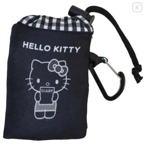 Japan Sanrio Eco Shopping Bag With Pouch - Hello Kitty : Monochrome All Over Pattern - 4