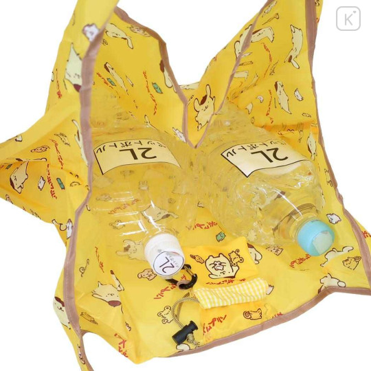 Japan Sanrio Eco Shopping Bag With Pouch - Pompompurin : Yellow All Over Pattern - 3