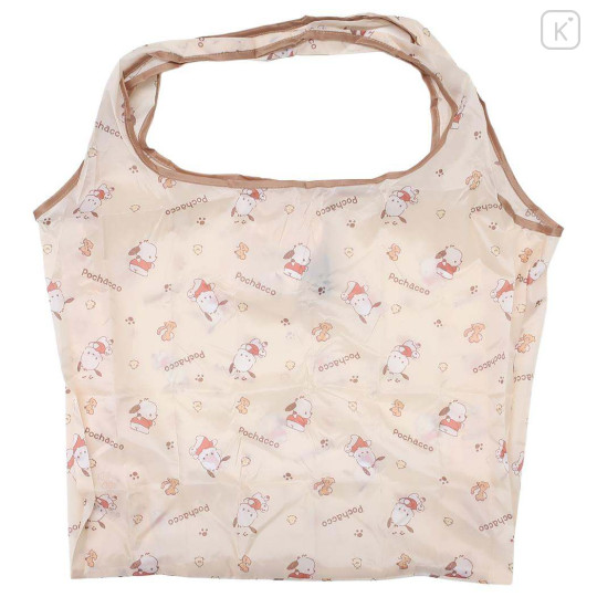 Japan Sanrio Eco Shopping Bag With Pouch - Pochacco : Beige All Over Pattern - 1