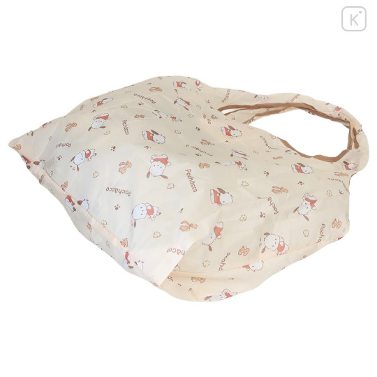 Japan Sanrio Eco Shopping Bag With Pouch - Pochacco : Beige All Over Pattern - 2