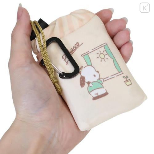 Japan Sanrio Eco Shopping Bag With Pouch - Pochacco : Beige All Over Pattern - 5