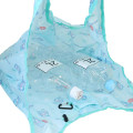 Japan Sanrio Eco Shopping Bag With Pouch - Hangyodon : Turquoise All Over Pattern - 3