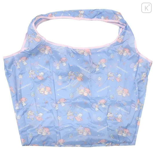 Japan Sanrio Eco Shopping Bag With Pouch - Little Twin Stars : Blue All Over Pattern - 1