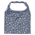 Japan San-X Eco Shopping Bag With Pouch - Rilakkuma : Basic Rilakkuma Flower Grey All Over Pattern - 1