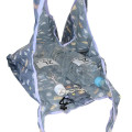 Japan San-X Eco Shopping Bag With Pouch - Rilakkuma : Basic Rilakkuma Flower Grey All Over Pattern - 3