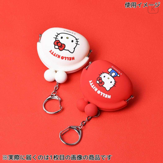 Japan Sanrio Pochi Baby Mini Pouch Clasp Keychain - Hello Kitty : White Classic - 2