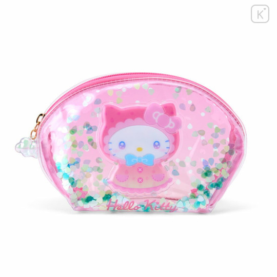Japan Sanrio Original Glitter Clear Cosmetic Pouch - Hello Kitty : Sweet Rain Collection - 1
