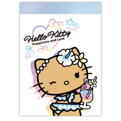 Japan Sanrio Mini Notepad - Hello Kitty : Tan Sunburned Swimsuit Summer Blue