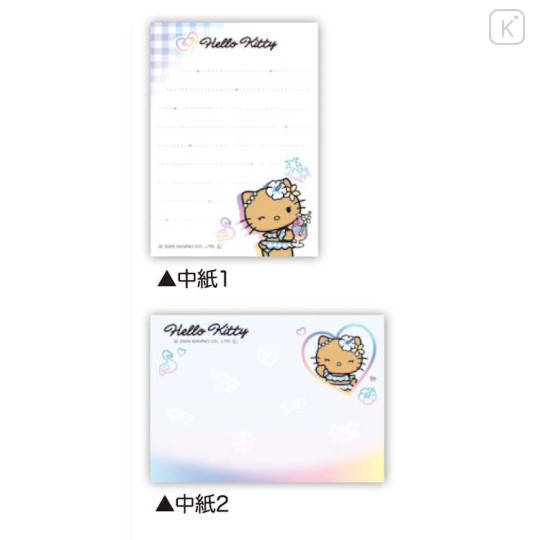 Japan Sanrio Mini Notepad - Hello Kitty : Tan Sunburned Swimsuit Summer Blue - 2