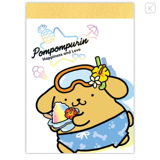 Japan Sanrio Mini Notepad - Pompompurin : Tan Sunburned Swimsuit Summer - 1