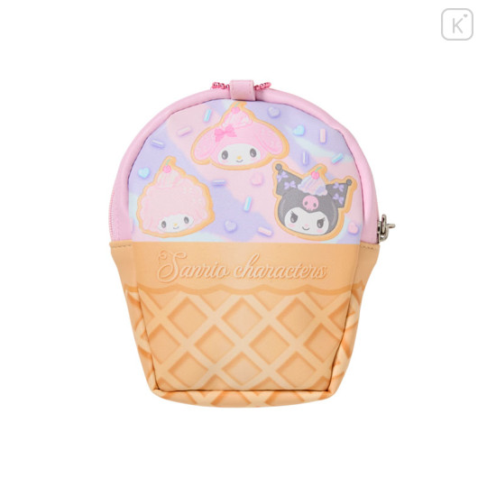 Japan Sanrio Original Eco Shopping Bag With Pouch - Dreamy Ice Cream Light Pink Blue - 3