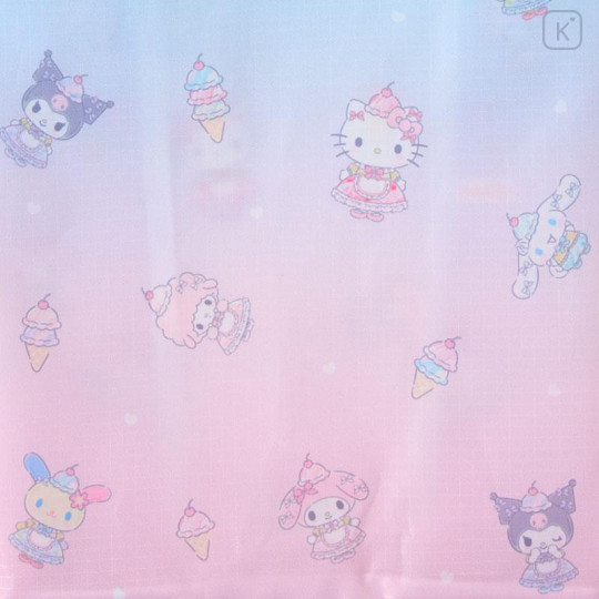 Japan Sanrio Original Eco Shopping Bag With Pouch - Dreamy Ice Cream Light Pink Blue - 4