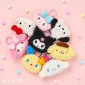 Japan Sanrio Original Fluffy Mini Pouch with Carabiner - Kuromi : Face - 5
