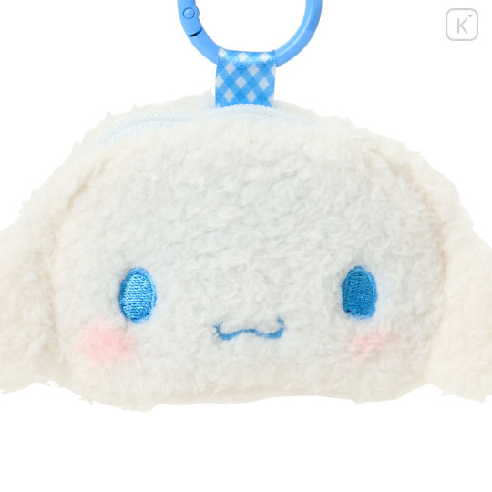 Japan Sanrio Original Fluffy Mini Pouch with Carabiner - Cinnamoroll : Face - 2