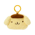 Japan Sanrio Original Fluffy Plush Mini Pouch with Carabiner - Pompompurin : Face - 1
