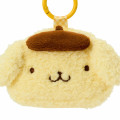 Japan Sanrio Original Fluffy Plush Mini Pouch with Carabiner - Pompompurin : Face - 2