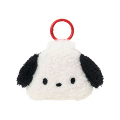 Japan Sanrio Original Fluffy Mini Pouch with Carabiner - Pochacco : Face