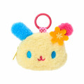 Japan Sanrio Original Fluffy Plush Mini Pouch with Carabiner - Usahana : Face - 1