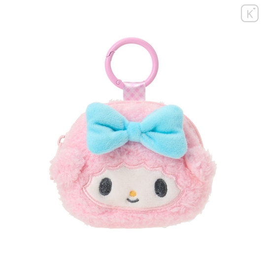 Japan Sanrio Original Fluffy Plush Mini Pouch with Carabiner - My Sweet Piano : Face - 1
