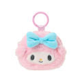 Japan Sanrio Original Fluffy Plush Mini Pouch with Carabiner - My Sweet Piano : Face - 1