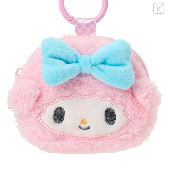 Japan Sanrio Original Fluffy Plush Mini Pouch with Carabiner - My Sweet Piano : Face - 2