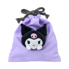 Japan Sanrio Original Face Mascot Drawstring Bag - Kuromi