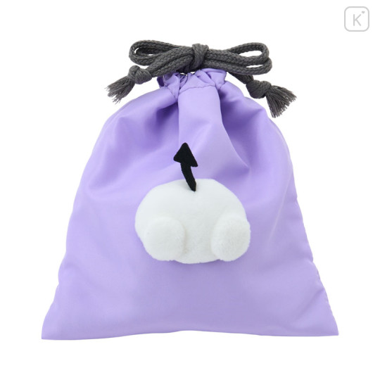 Japan Sanrio Original Face Mascot Drawstring Bag - Kuromi - 2