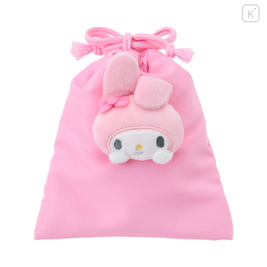 Japan Sanrio Original Face Mascot Drawstring Bag - My Melody - 1