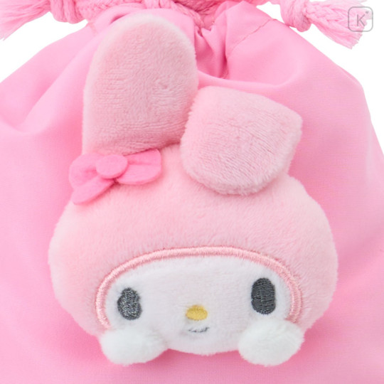 Japan Sanrio Original Face Mascot Drawstring Bag - My Melody - 3