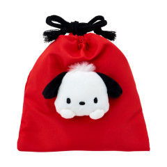 Japan Sanrio Original Face Mascot Drawstring Bag - Pochacco