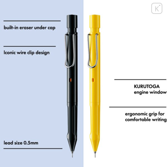 Japan Lamy Safari Kurutoga Inside Mechanical Pencil - 0.5mm Yellow - 2
