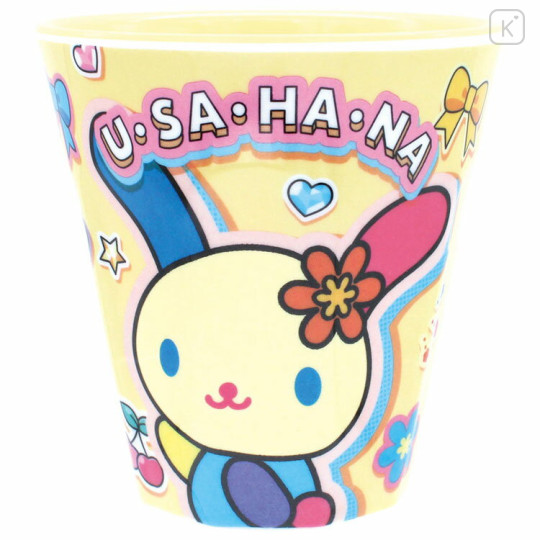 Japan Sanrio Melamine Tumbler - Usahana : Light Yellow Ribbon - 1