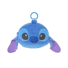 Japan Disney Store Face-shaped Pouch with Carabiner - Stitch